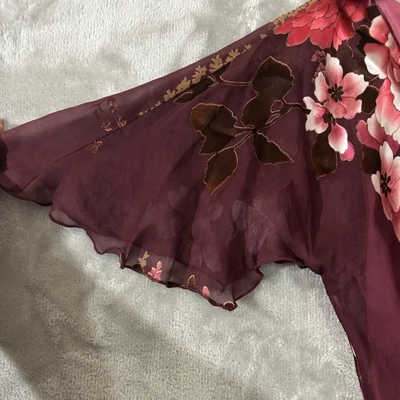 Monsoon y2k baby doll bust line silk floral maxi dress - Picture 4 of 16